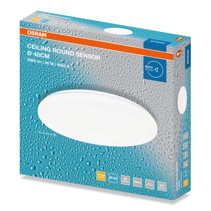 Osram - LED kúpeľňové stropné svietidlo so senzorom súmraku CEILING ROUND LED/36W/230V 4000K Ø 48 cm IP44 biele