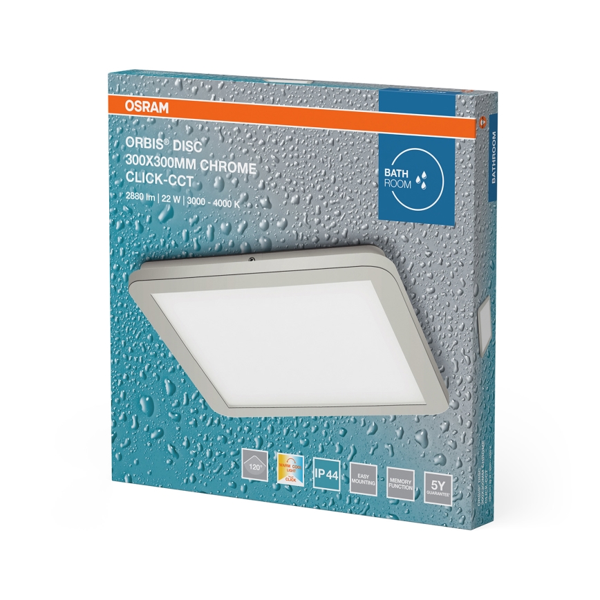 Osram - LED Kúpeľňové stropné svietidlo ORBIS DISC LED/22W/230V 3000/4000K 30x30 cm IP44 nerezové
