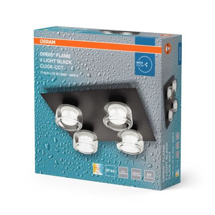 Osram - LED stropné svietidlo do kúpeľne ORBIS FLAME 4xLED/5,5W/230V 3000/4000K IP44 čierne