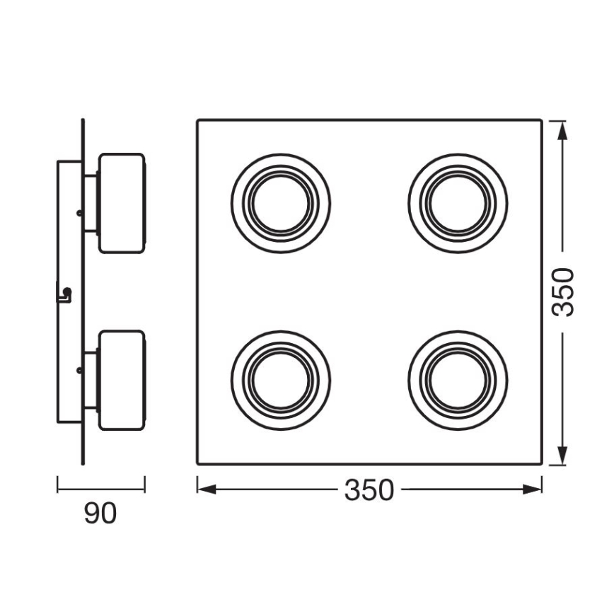 Osram - LED stropné svietidlo do kúpeľne ORBIS FLAME 4xLED/5,5W/230V 3000/4000K IP44 čierne