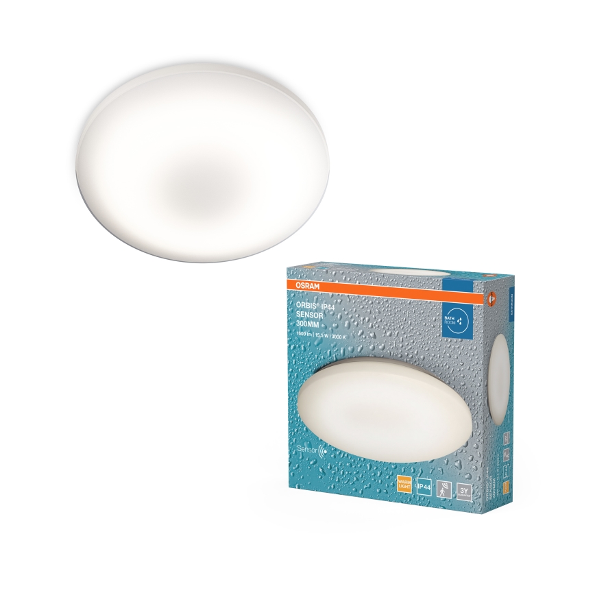 Osram - LED kúpeľňové stropné svietidlo s pohybovým a súmrakovým senzorom ORBIS LED/15,5W/230V priemer 30 cm IP44 biela