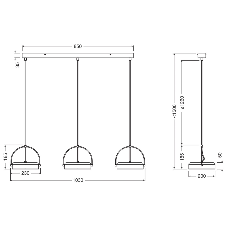 Osram - LED luster na lanku DECOR PUCK 3xLED/12W/230V CRI 90 čierny