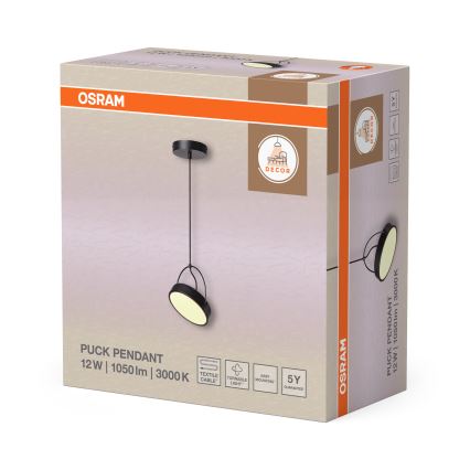 Osram - LED luster na lanku DECOR PUCK LED/12W/230V CRI 90 čierna