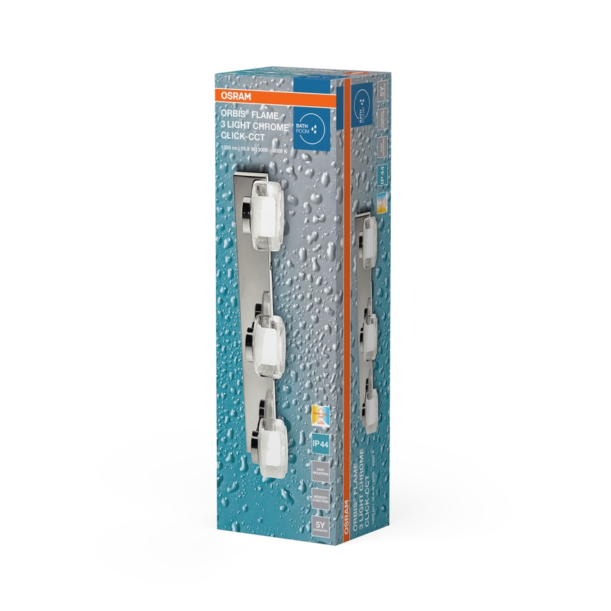Osram - LED nástenné svietidlo do kúpeľne ORBIS FLAME 3xLED/5,5W/230V 3000/4000K IP44 lesklý chróm
