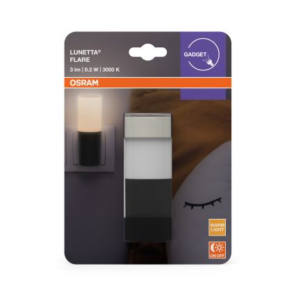 Osram - LED nočné svetlo LUNETTA LED/0,2W/230V s automatickým senzorom súmraku, čierne