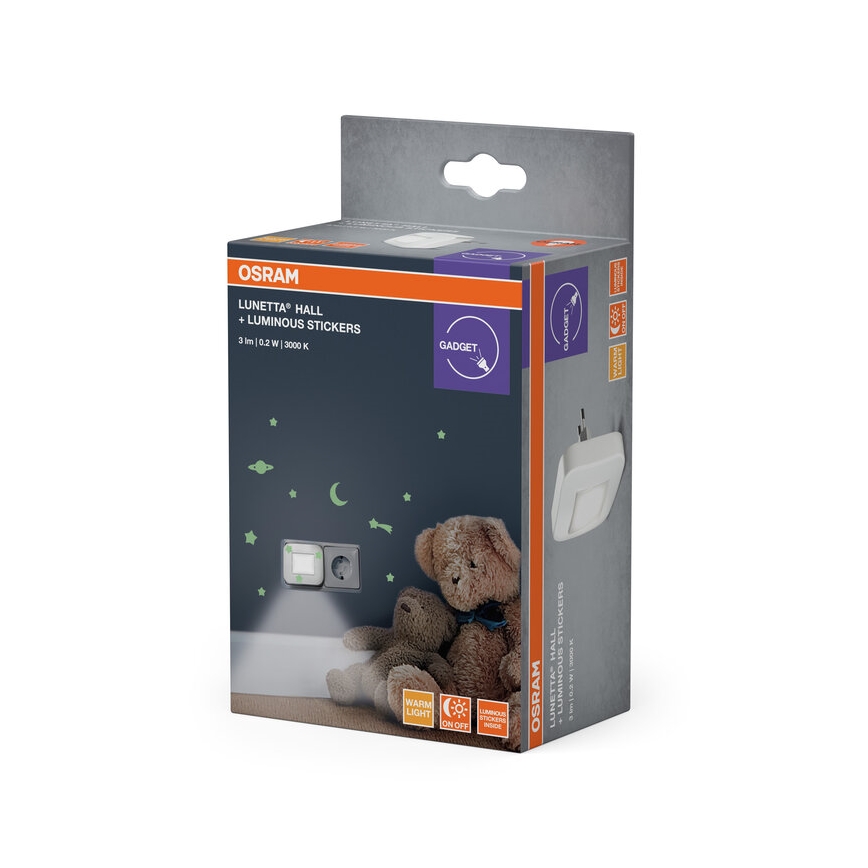 Osram - LED nočné svetlo s čidlom súmraku LUNETTA LED/0,2W/230V