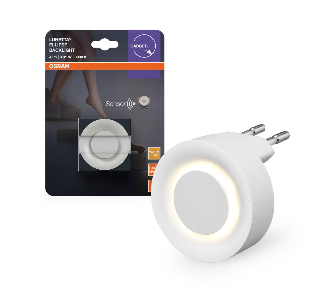 Osram-LED Nočné svetlo s pohybovým a súmrakovým senzorom LUNETTA LED/0,31W/230V biela 4099854444333