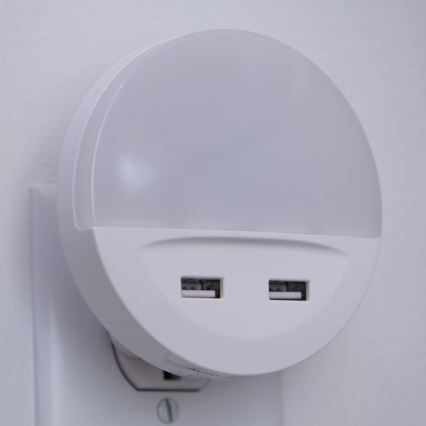 Osram - LED nočné svietidlo do zásuvky so senzorom LUNETTA 2xUSB LED/13W/230V