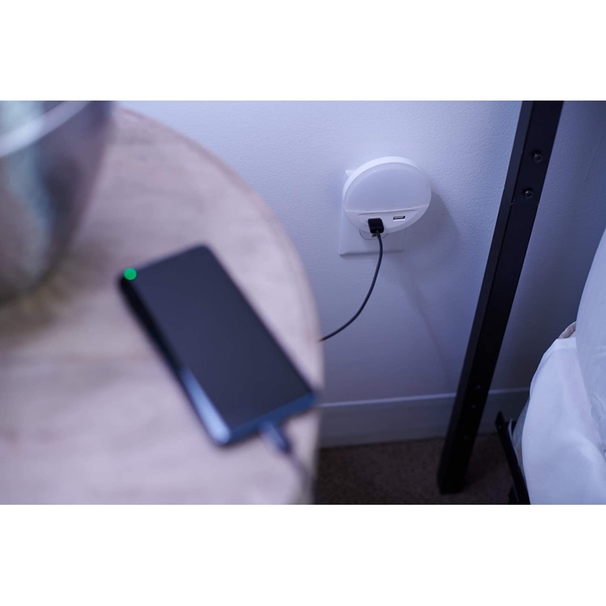 Osram - LED nočné svietidlo do zásuvky so senzorom LUNETTA 2xUSB LED/13W/230V