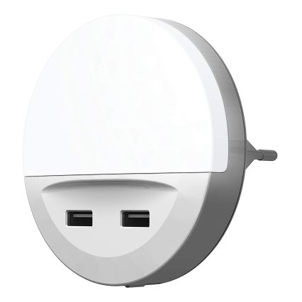 Osram - LED nočné svietidlo do zásuvky so senzorom LUNETTA 2xUSB LED/13W/230V