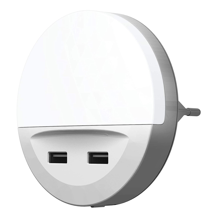 Osram - LED nočné svietidlo do zásuvky so senzorom LUNETTA 2xUSB LED/13W/230V