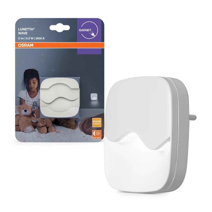 Osram - LED nočné svietidlo do zásuvky so senzorom súmraku LUNETTA LED/0,5W/230V