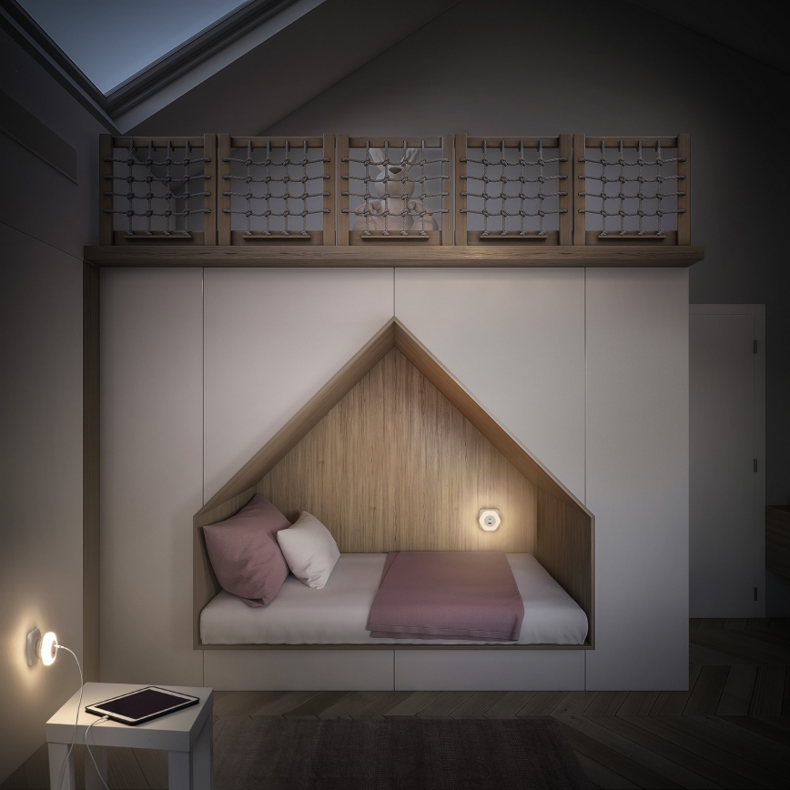 Osram - LED orientačné svietidlo do zásuvky s USB LUNETTA LED/15W/230V biela