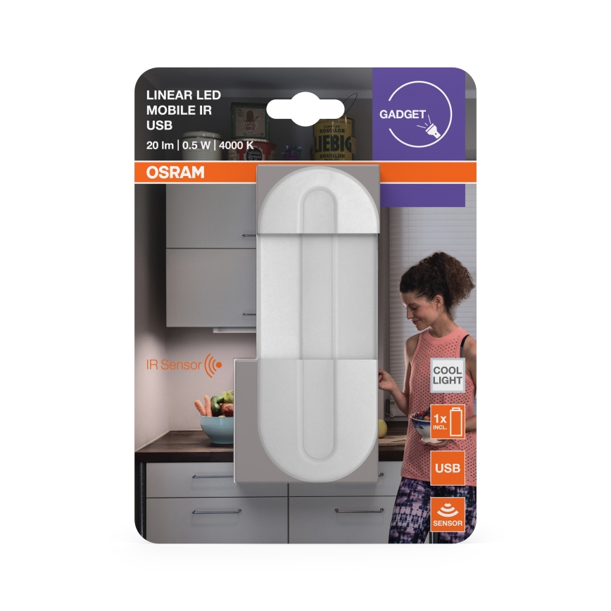 Osram - LED orientačné svietidlo s pohybovým senzorom MOBILE LED/0,5W/3,7V 330 mAh CRI 90 biela
