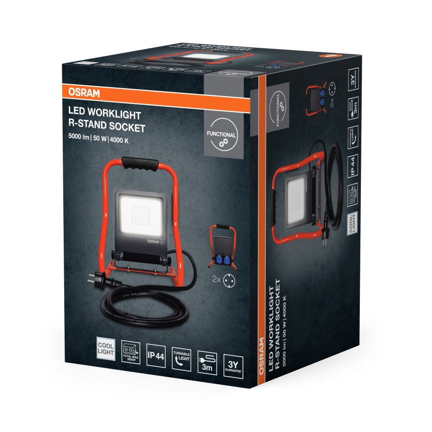 Osram - LED reflektor s držiakom a zásuvkami R-STAND LED/50W/230V 4000K IP44 oranžová/antracitová
