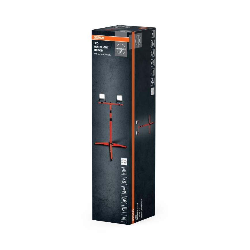 Osram - LED Reflektor s držiakom TRIPOD 2xLED/20W/230V 4000K IP65 oranžová/antracit