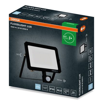 Osram - LED reflektor s pohybovým a súmrakovým senzorom FLOODLIGHT LED/50W/230V 6500K IP65 čierny