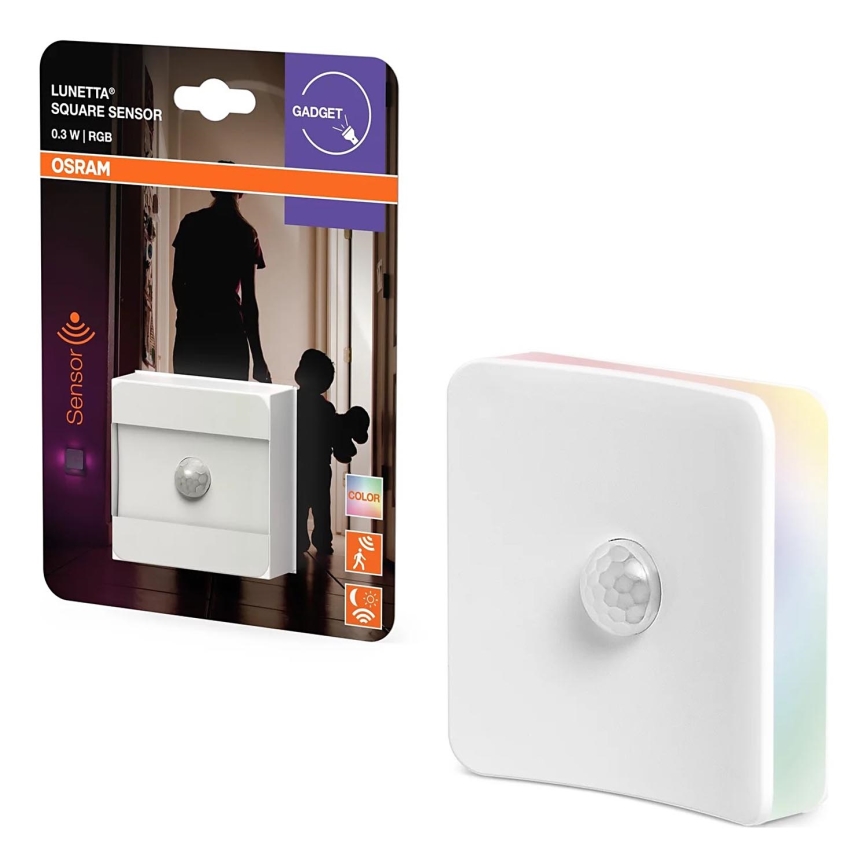 Osram - LED RGB orientačné svietidlo do zásuvky so senzorom LUNETTA LED/0,3W/230V