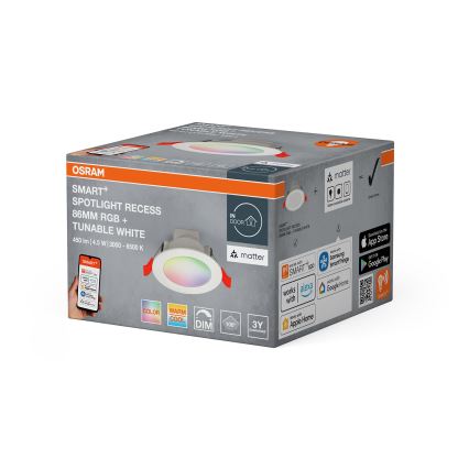 Osram - LED RGB Stmievateľné podhľadové svietidlo SMART+ DOWNLIGHT LED/4,5W/230V 3000-6500K Wi-Fi