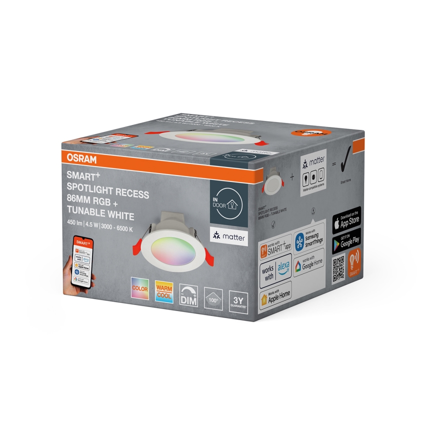 Osram - LED RGB Stmievateľné podhľadové svietidlo SMART+ DOWNLIGHT LED/4,5W/230V 3000-6500K Wi-Fi