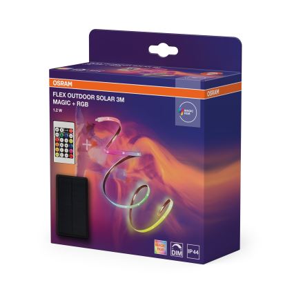 Osram - LED RGBW Stmievateľný solárny pásik FLEX MAGIC 3m LED/1,2W/3,7V 2000 mAh IP44 + diaľkové ovládanie