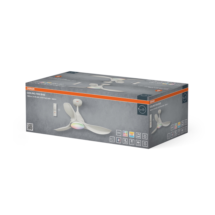Osram - LED RGB stmievateľný stropný ventilátor NORDES LED/18W/230V 3000-6500K + diaľkové ovládanie