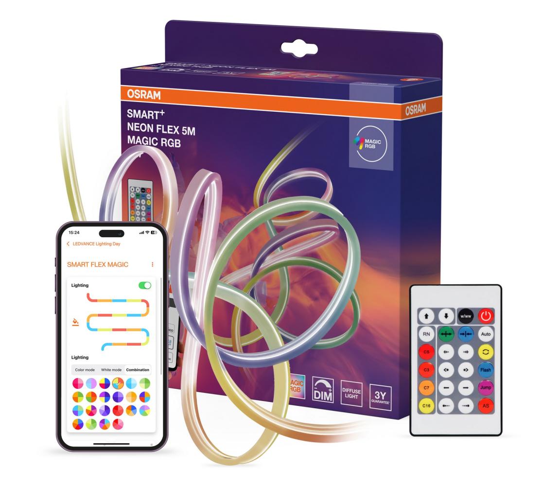 Osram - LED RGB stmievateľný vonkajší pásik SMART+ MAGIC 5 m, 24 W, 230 V, Wi‑Fi + diaľkový ovládač 4099854475375