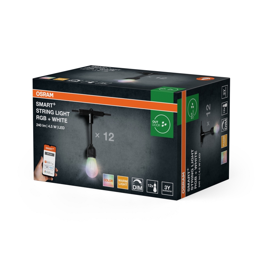 Osram - LED RGB stmievateľná vonkajšia svetelná reťaz SMART+ STRING 12xLED/230V 7,47m IP44 Wi-Fi