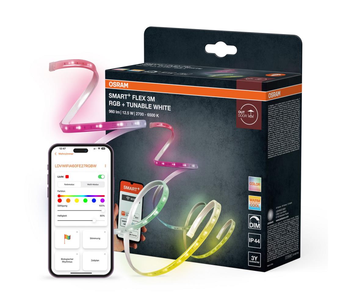 Osram - LED RGB+TW stmievateľný vonkajší LED pás SMART+ FLEX 3 m LED/12,5 W/230 V Wi-Fi 4099854483141