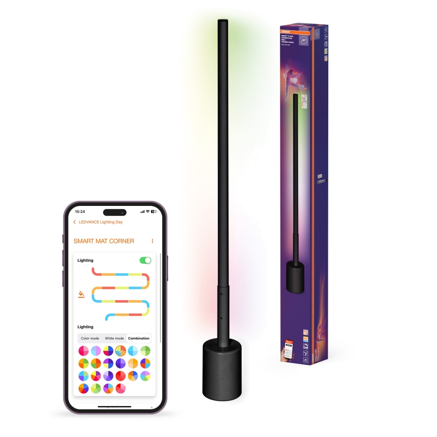 Osram - LED RGBW stmievateľná stojacia lampa SMART+ FLOOR LED/8W/230V 2700-6500K Wi-Fi čierna + diaľkové ovládanie