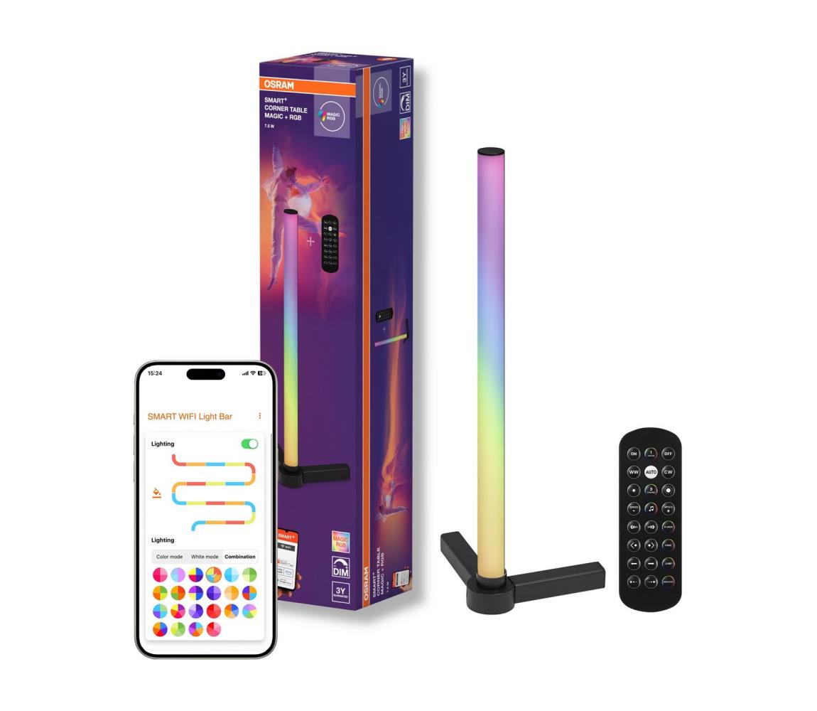 Osram - LED RGBW stmievateľná stolná lampa SMART+ MAGIC LED/7,5W/230V čierna Wi-Fi + diaľkové ovládanie 4099854471759