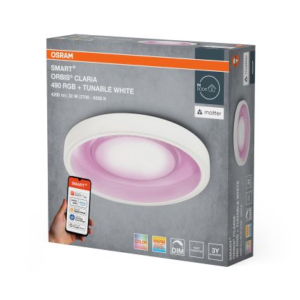 Osram- LED RGBW stmievateľné stropné svietidlo SMART+ CLARIA LED/32W/230V pr. 49 cm 2700-6500K Wi-Fi