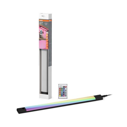 Osram - LED RGBW stmievateľné podlinkové svietidlo so snímačom pohybu LINEAR EDGE LED/8W/230V 50 cm čierna + diaľkové ovládanie
