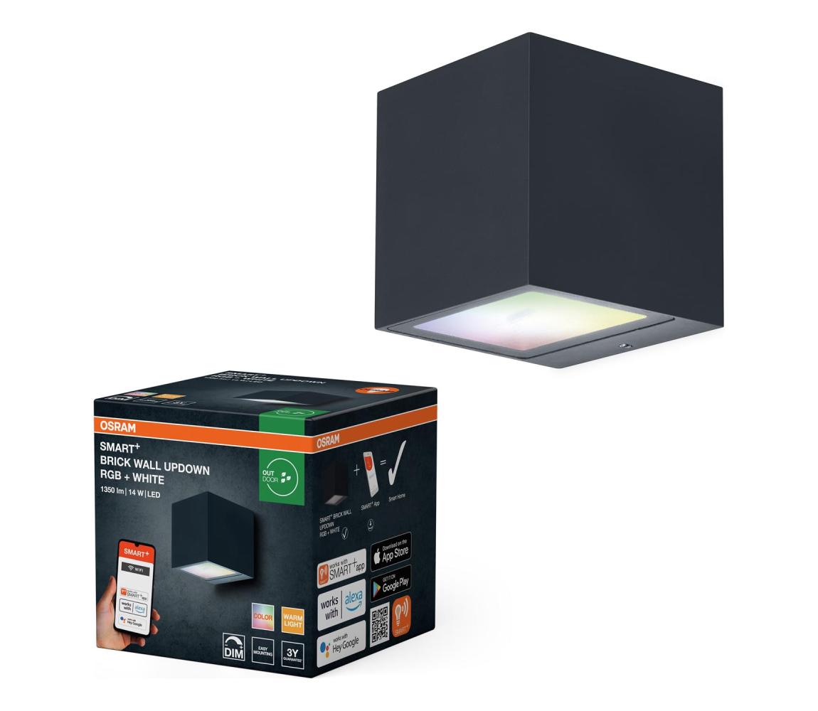 Osram - LED RGBW stmievateľné vonkajšie nástenné svietidlo SMART+ BRICK LED/14W/230V IP44 Wi-Fi 4099854474729