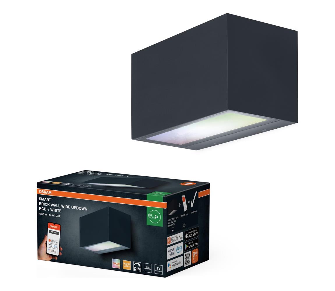 Osram -LED RGBW stmievateľné vonkajšie nástenné svietidlo SMART+ BRICK LED/14W/230V IP44 Wi-Fi 4099854474781