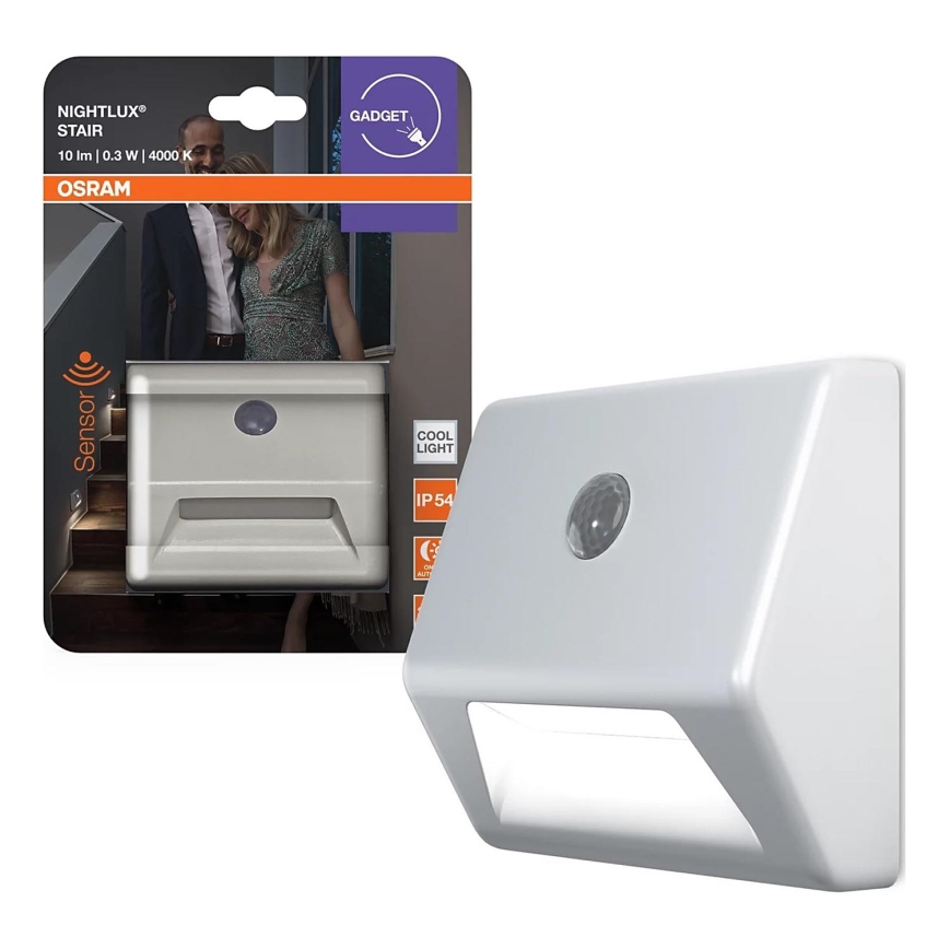 Osram - LED schodiskové svietidlo so senzorom NIGHTLUX LED/0,25W/3xAAA IP54 biela