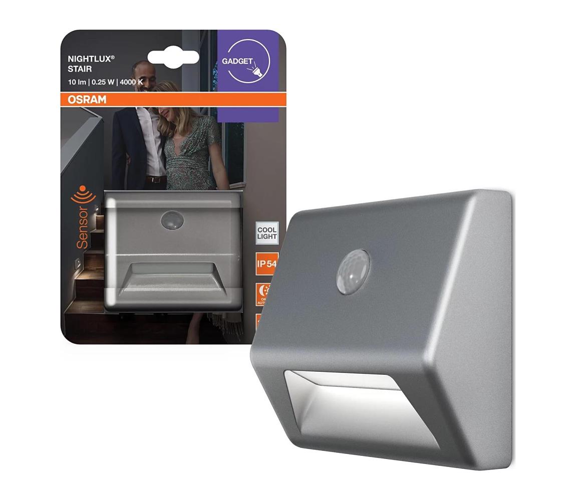 Osram - LED Schodiskové svietidlo so senzorom NIGHTLUX LED/0,25W/3xAAA IP54 4099854530937