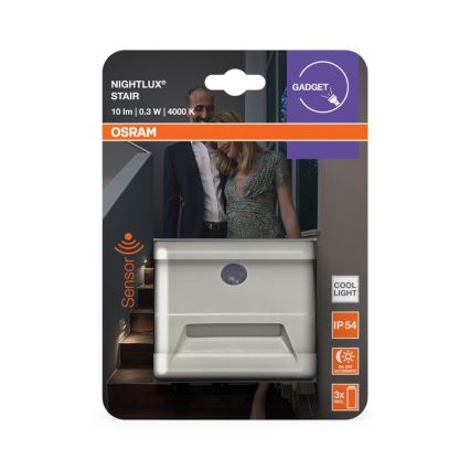 Osram - LED schodiskové svietidlo so senzorom NIGHTLUX LED/0,25W/3xAAA IP54 biela