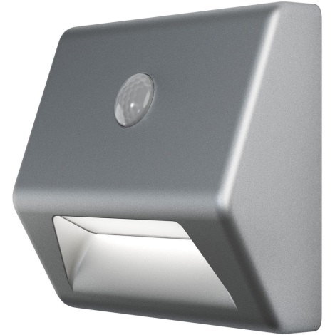 Osram - LED Schodiskové svietidlo so senzorom NIGHTLUX LED/0,25W/3xAAA IP54 strieborná