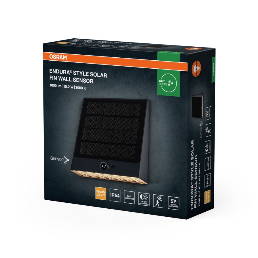 Osram - LED solárne nástenné svietidlo so senzorom ENDURA STYLE LED/10,2W/4,2V 2000 mAh IP54 antracit