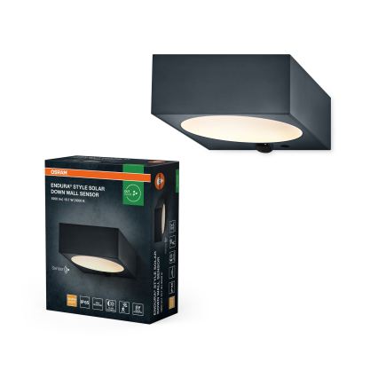 Osram - LED stmievateľné solárne nástenné svietidlo so senzorom ENDURA STYLE LED/10,7W/4,2V 2000 mAh IP65 antracit