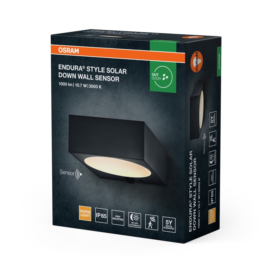 Osram - LED stmievateľné solárne nástenné svietidlo so senzorom ENDURA STYLE LED/10,7W/4,2V 2000 mAh IP65 antracit