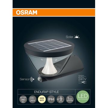 Osram - LED Solárne nástenné svietidlo so senzorom ENDURA 1xLED/6,5W/230V IP44