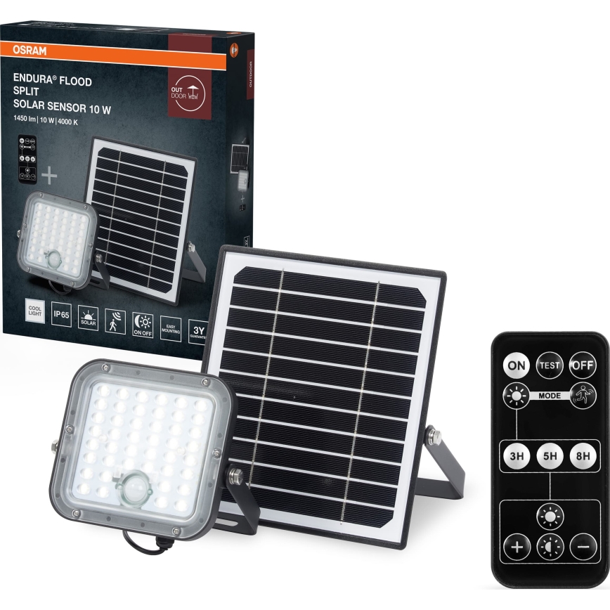 Osram - LED Stmievateľný solárny reflektor so senzorom ENDURA LED/10W/4,2V 4000K IP65 čierna + diaľkové ovládanie