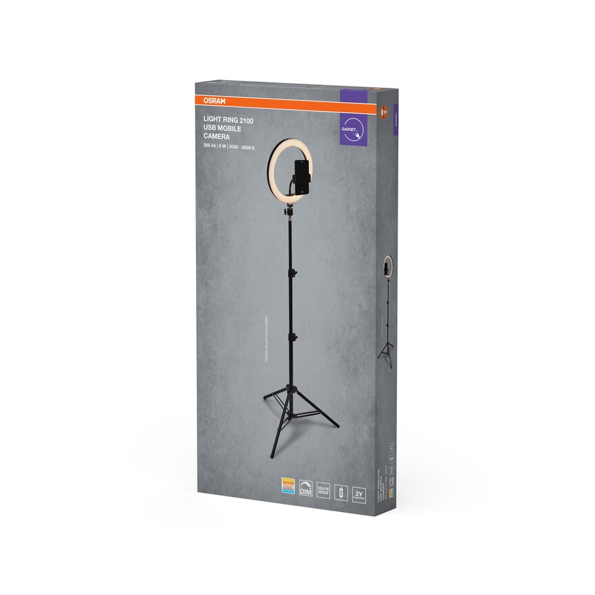 Osram - LED stmievateľná lampa so stojanom a držiakom na vlogovanie LED/6W/USB 210 mAh