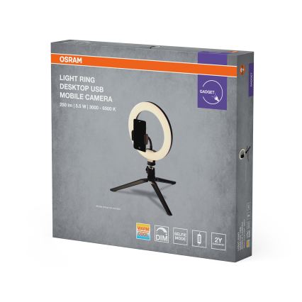 Osram - stmievateľná LED stolná lampa so stojanom a držiakom na vlogovanie LED/5,5 W/USB 3000–6500 K 210 mAh