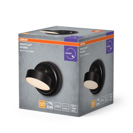 Osram - LED stmievateľné nabíjacie dotykové nástenné svietidlo NIGHTLUX LED/1,8W/5V čierna