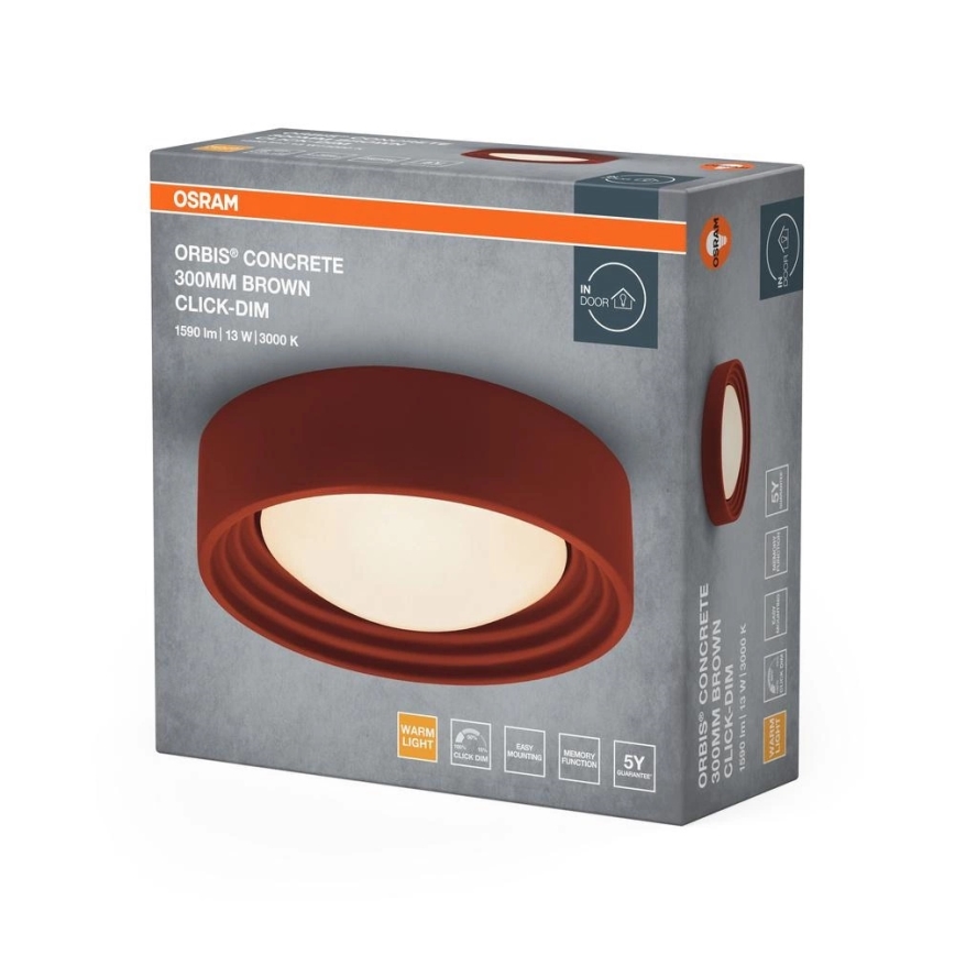 Osram - LED Stmievateľné stropné svietidlo ORBIS CONCRETE LED/13W/230V pr. 30 cm hnedá/betón