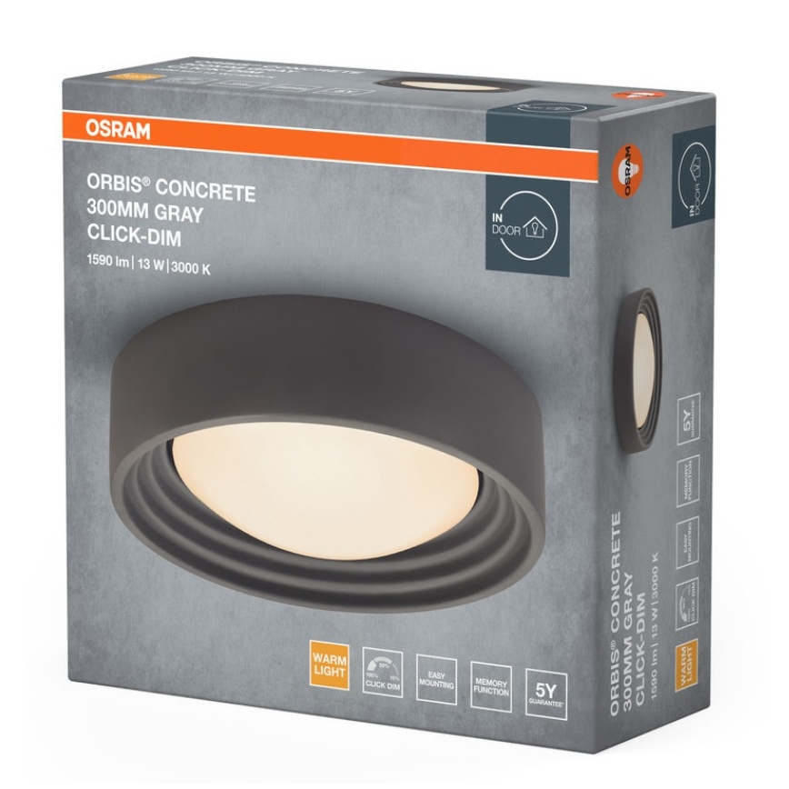Osram - stmievateľné LED stropné svietidlo ORBIS CONCRETE LED/13W/230V priemer 30 cm sivé/betónové