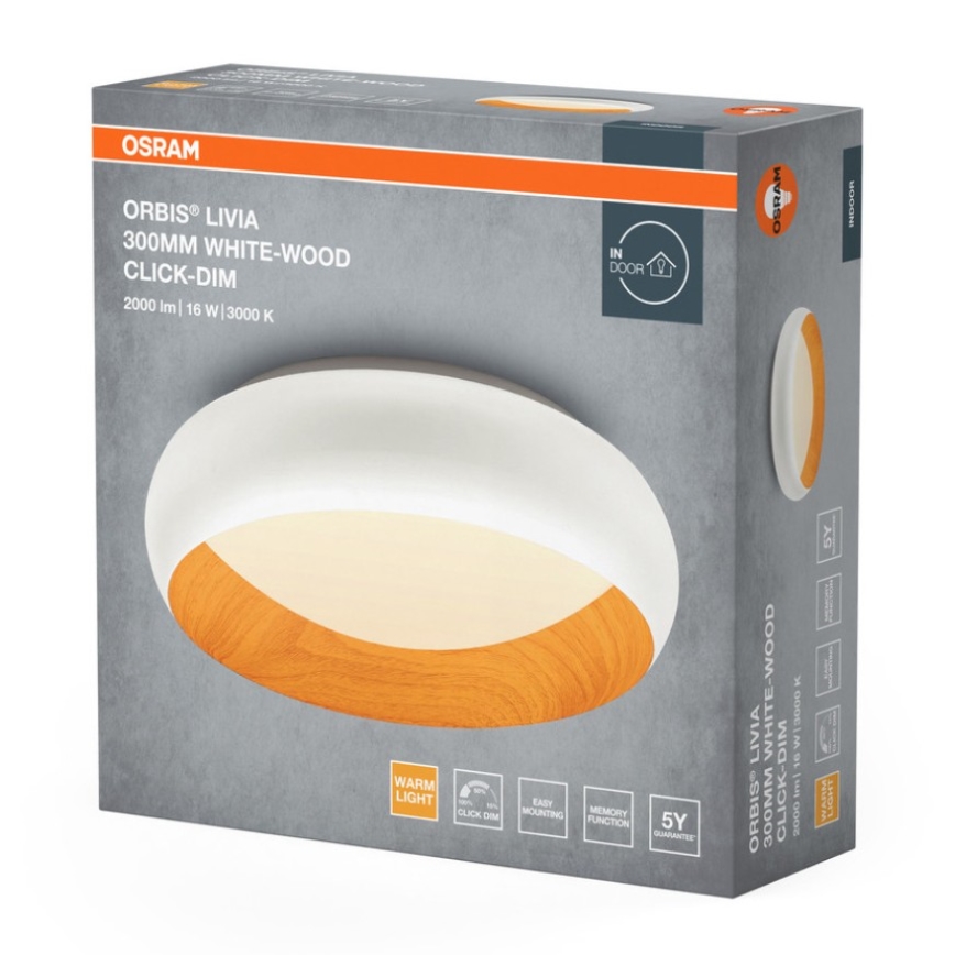 Osram - LED stmievané stropné svietidlo ORBIS LIVIA LED/16W/230V pr. 30 cm biela/hnedá